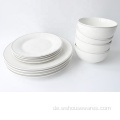 12 pcs heiß verkauft Porzellan weiße Farbgeschirrset Set
